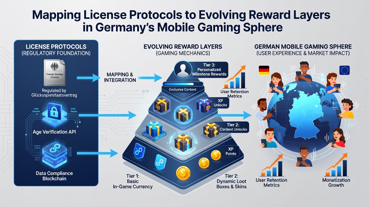 Illustration der technischen Integration von Lizenzprotokollen in mobile Belohnungssysteme